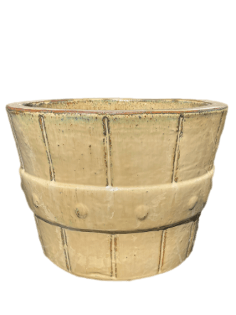 Cream Ceramic Barrel Planter | Ten Thousand Pots