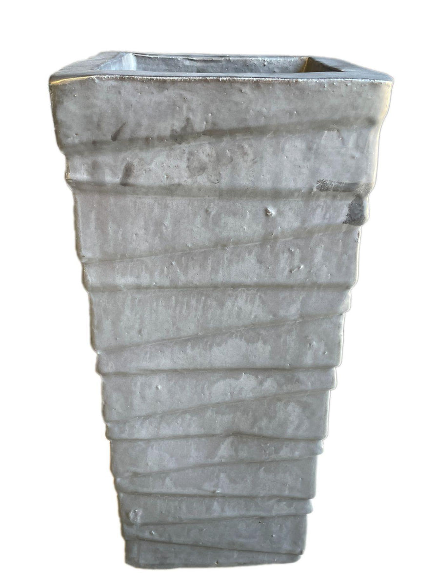 Matte Black Jagged Line Ceramic Square Planter | Ten Thousand Pots