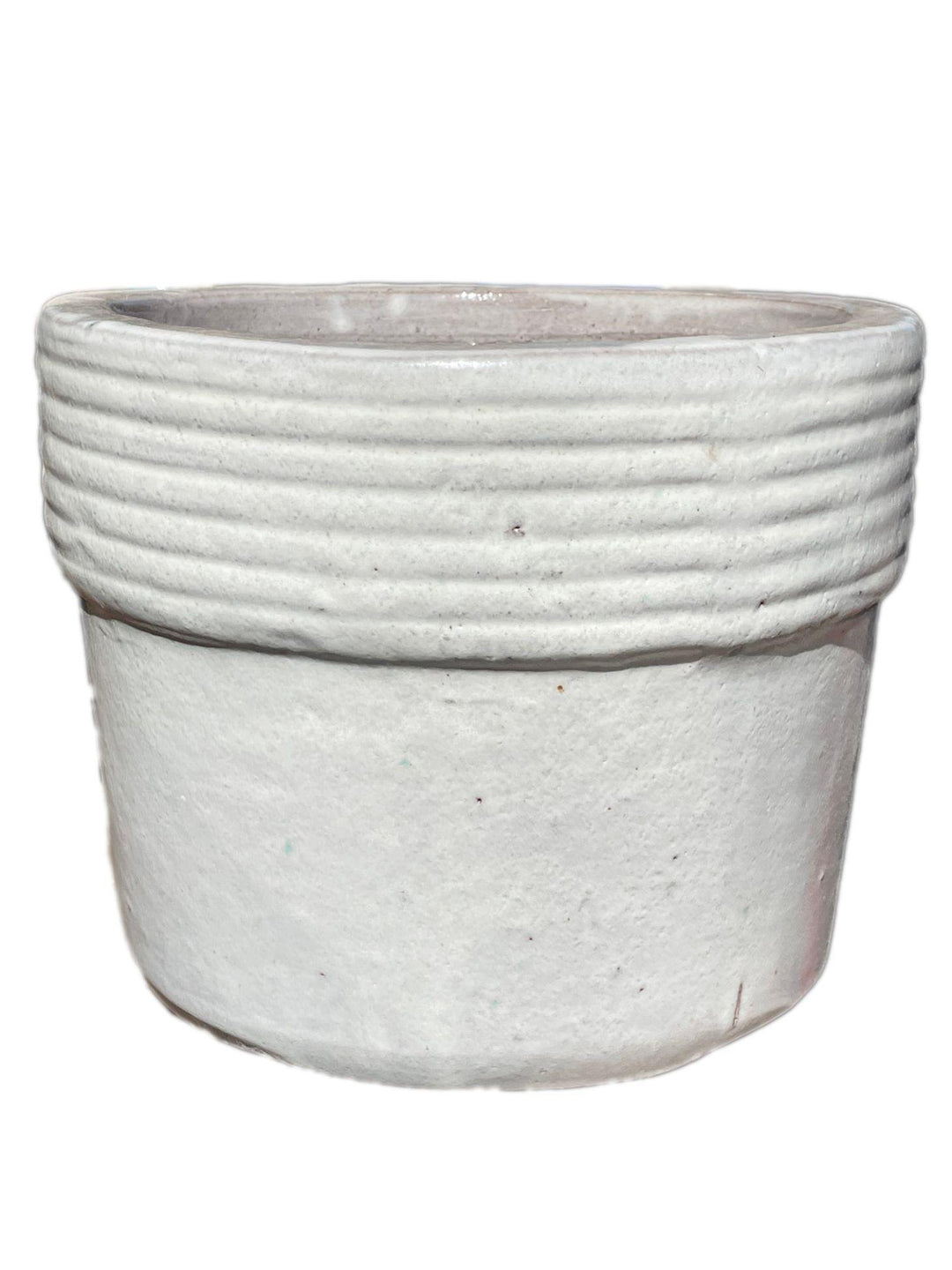 White Lined Rim Ceramic Planter | Ten Thousand Pots