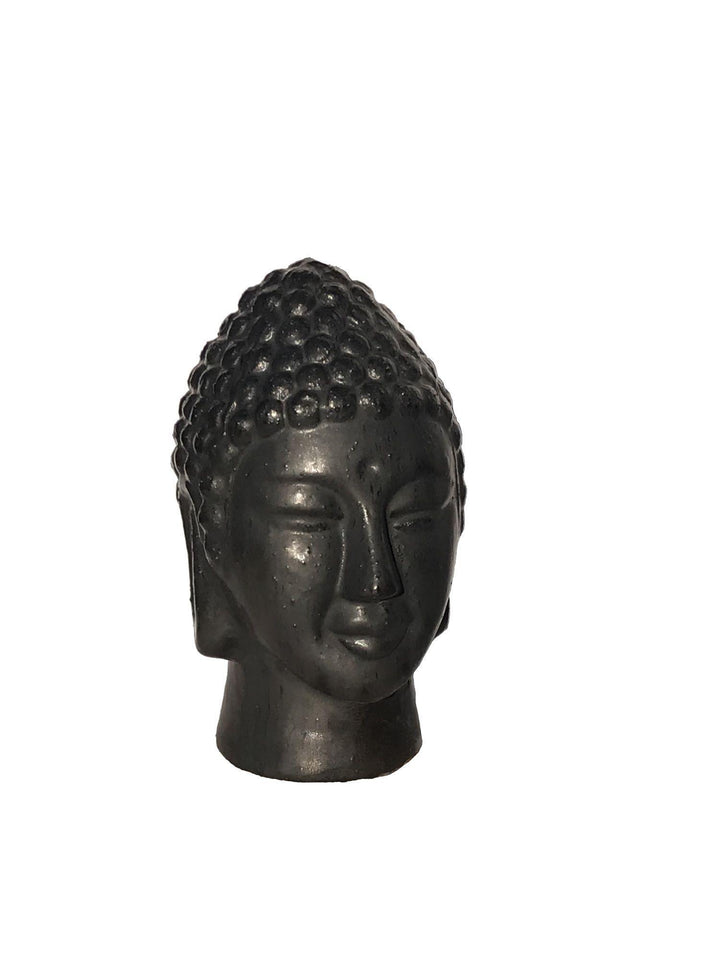 Matte Black Buddha Head Ceramic Accent | Ten Thousand Pots