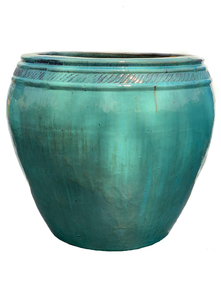 Aqua Giant Rope Rim Ceramic Pot | Ten Thousand Pots
