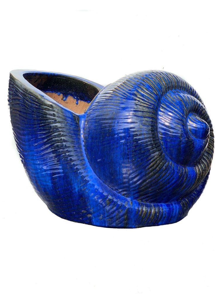 Cobalt Blue Ceramic Seashell Planter | Ten Thousand Pots