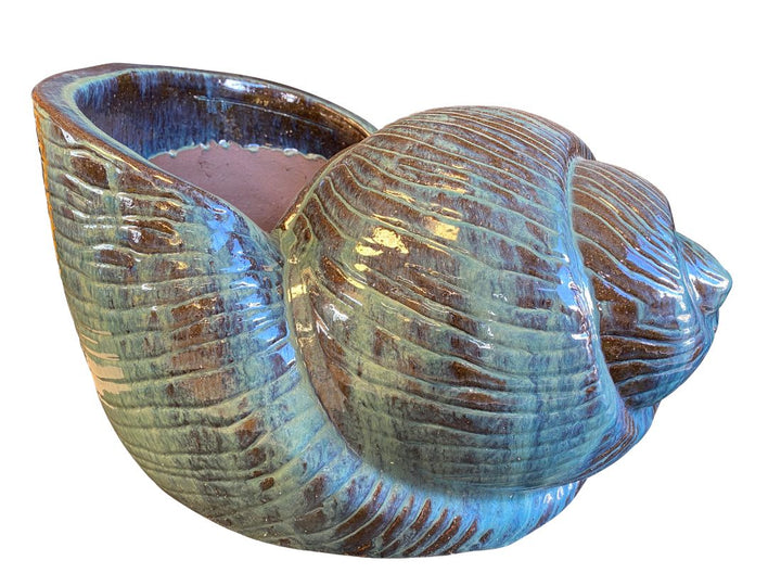Aqua Ceramic Seashell Planter | Ten Thousand Pots
