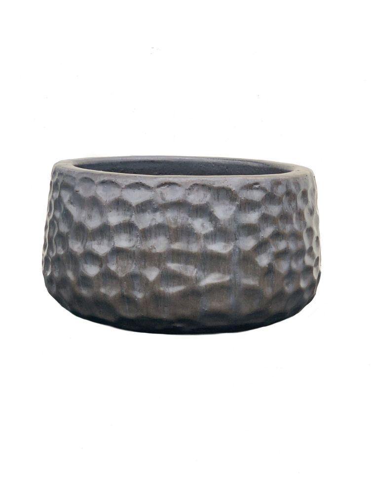 Matte Black Ceramic Low Dimple Bowl | Ten Thousand Pots