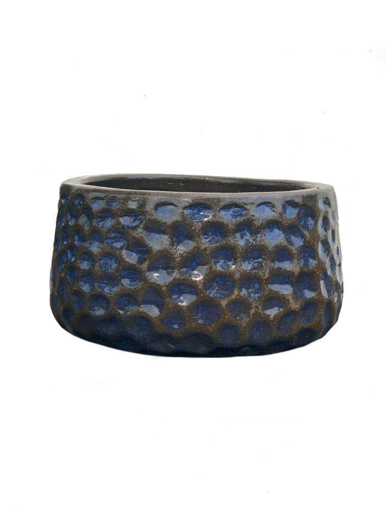 Tuscany Blue Ceramic Low Dimple Bowl | Ten Thousand Pots