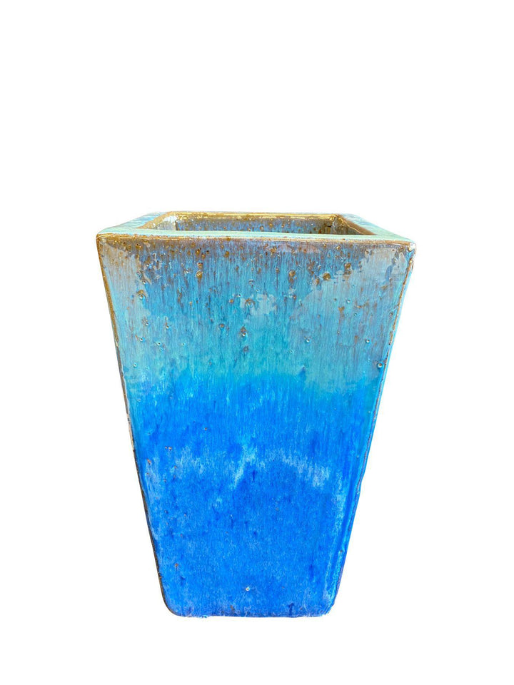Aqua Blue Ceramic Square Planter | Ten Thousand Pots