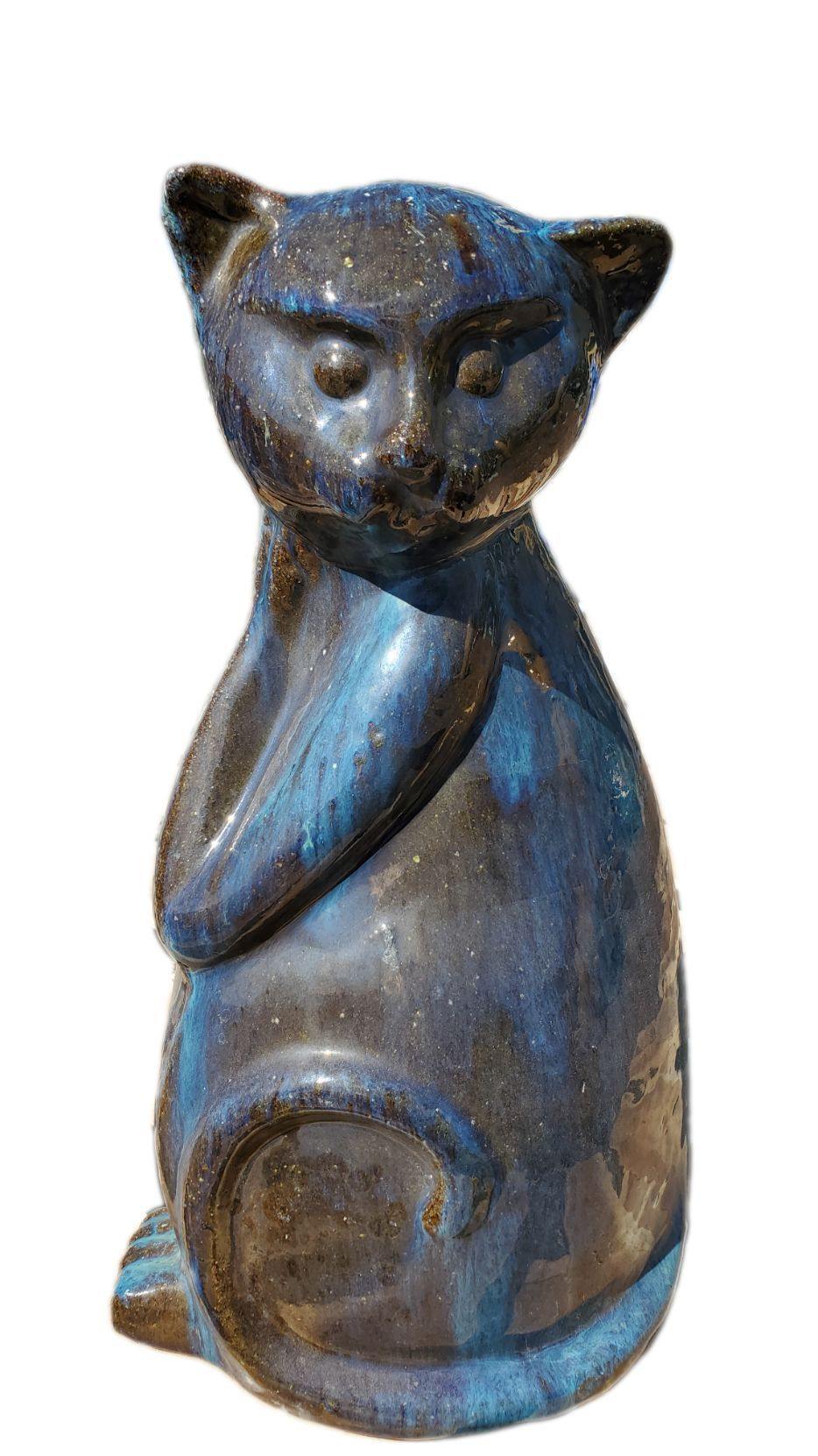 Aqua Ceramic Cat Ornament | Ten Thousand Pots