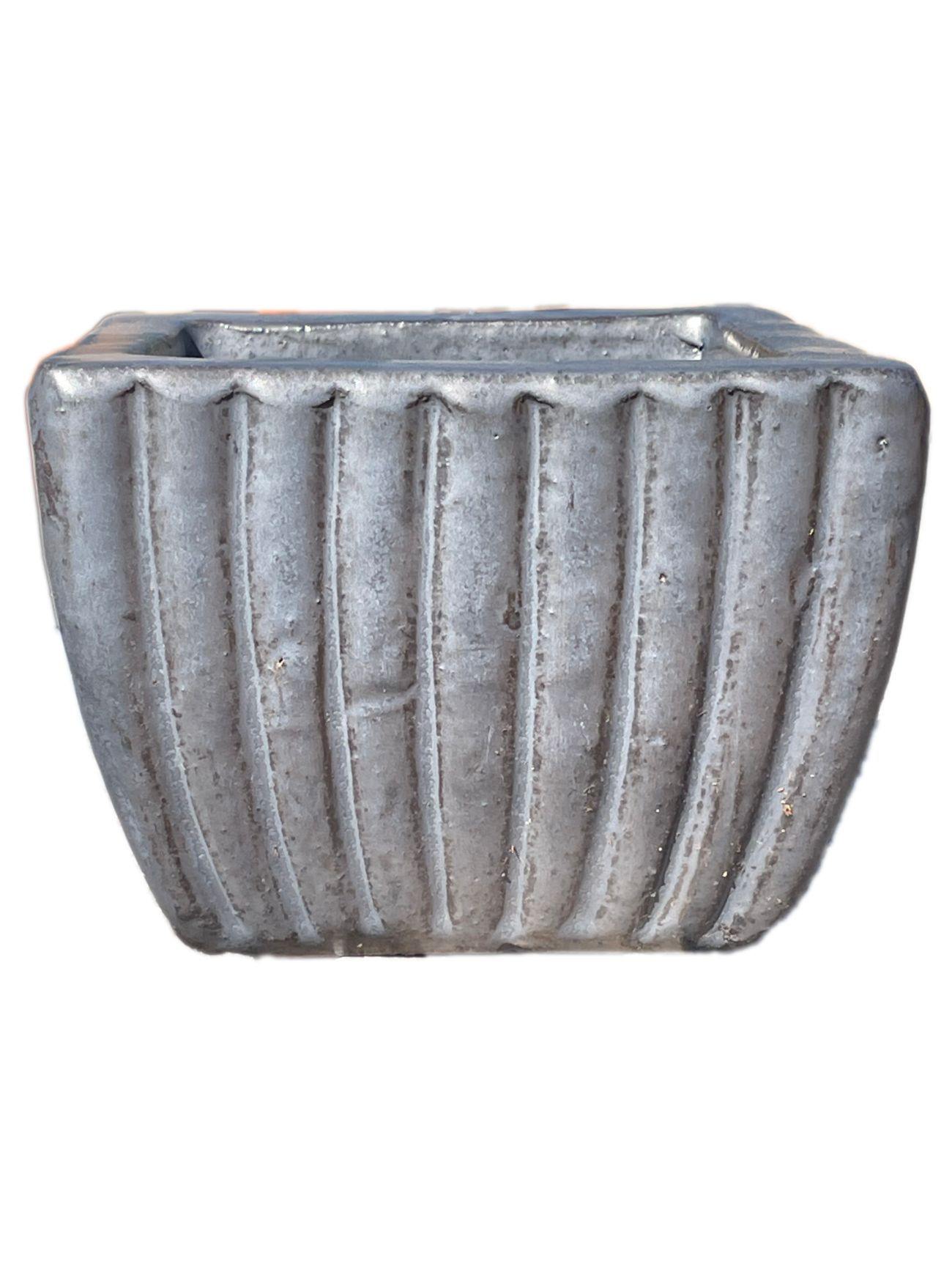 Matte Black Tapered Square Ceramic Ribbed Planter | Ten Thousand Pots