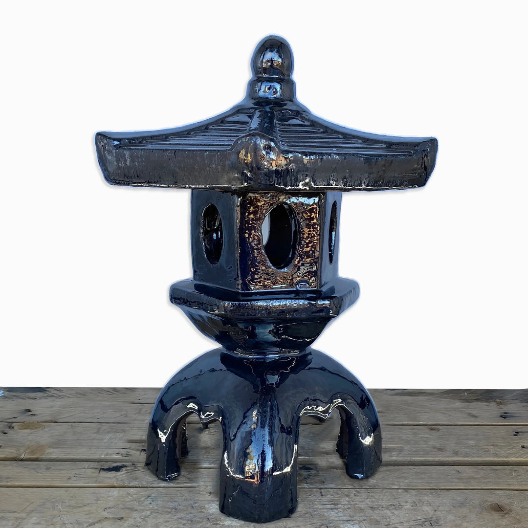 Ceramic Pagoda Lantern Accent Black | Ten Thousand Pots