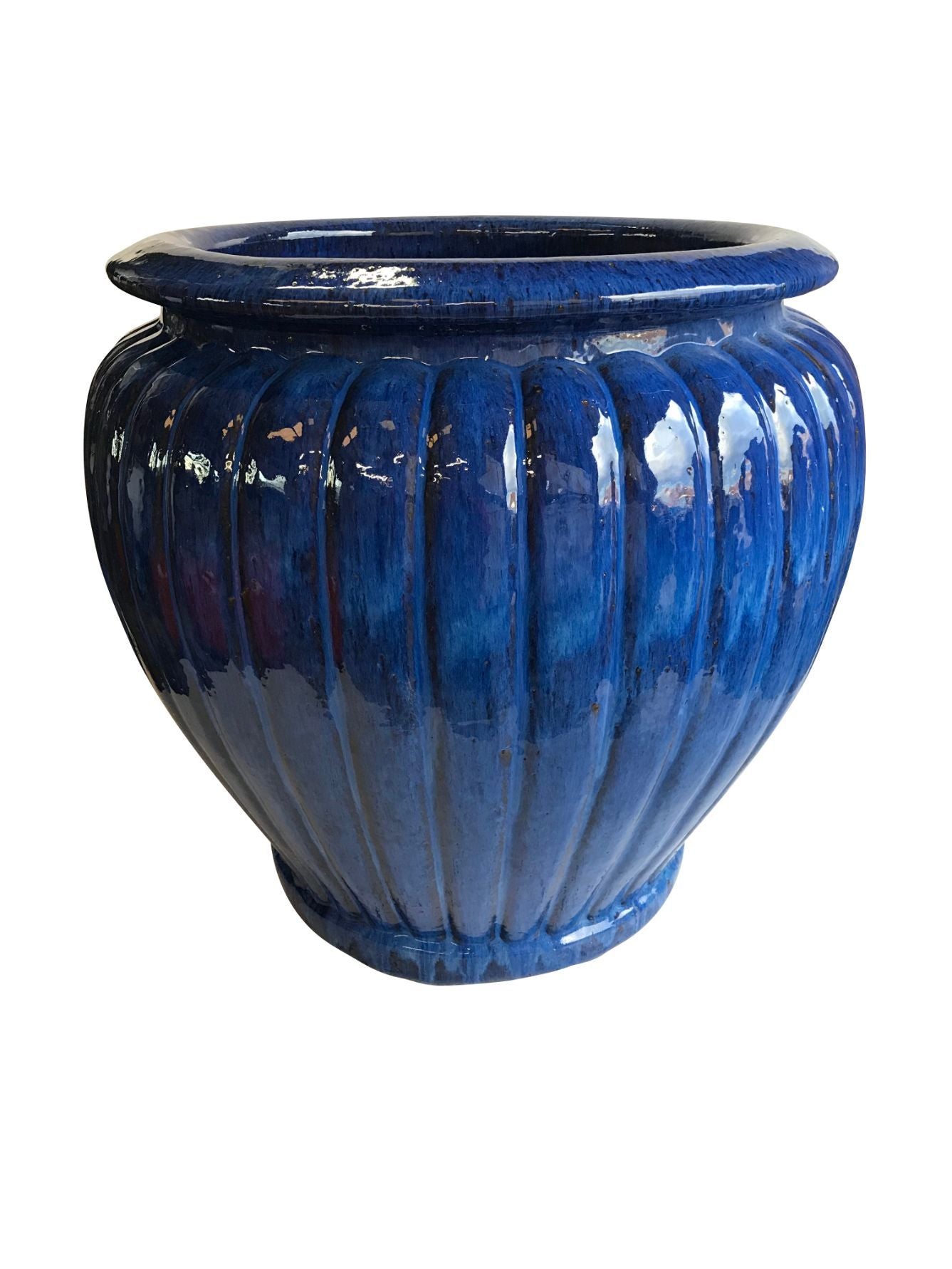 Image of a blue pumpkin planter.