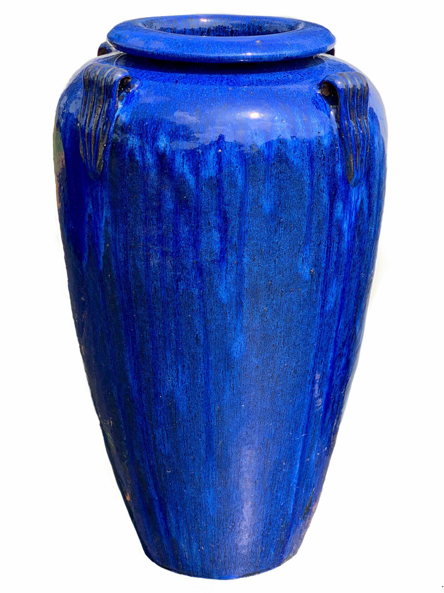 Coblat Blue Ceramic Temple Jar With Handles | Ten Thousand Pots