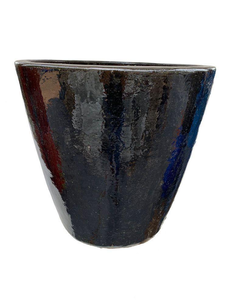 Shiny Black Ceramic Cone Planter | Ten Thousand Pots