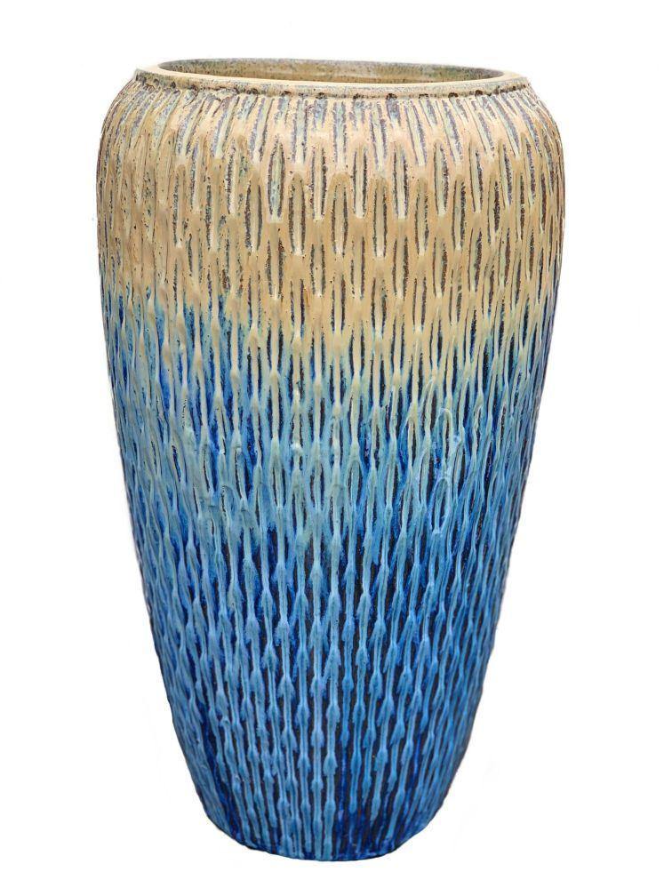 Cream Blue Dropped Rain Ceramic Planter | Ten Thousand Pots