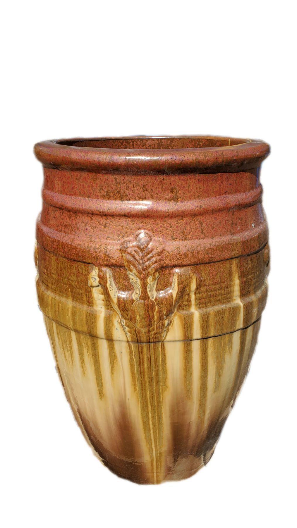 Copper Red Honey Brown Fleur de Lis Ceramic Planter | Ten Thousand Pots