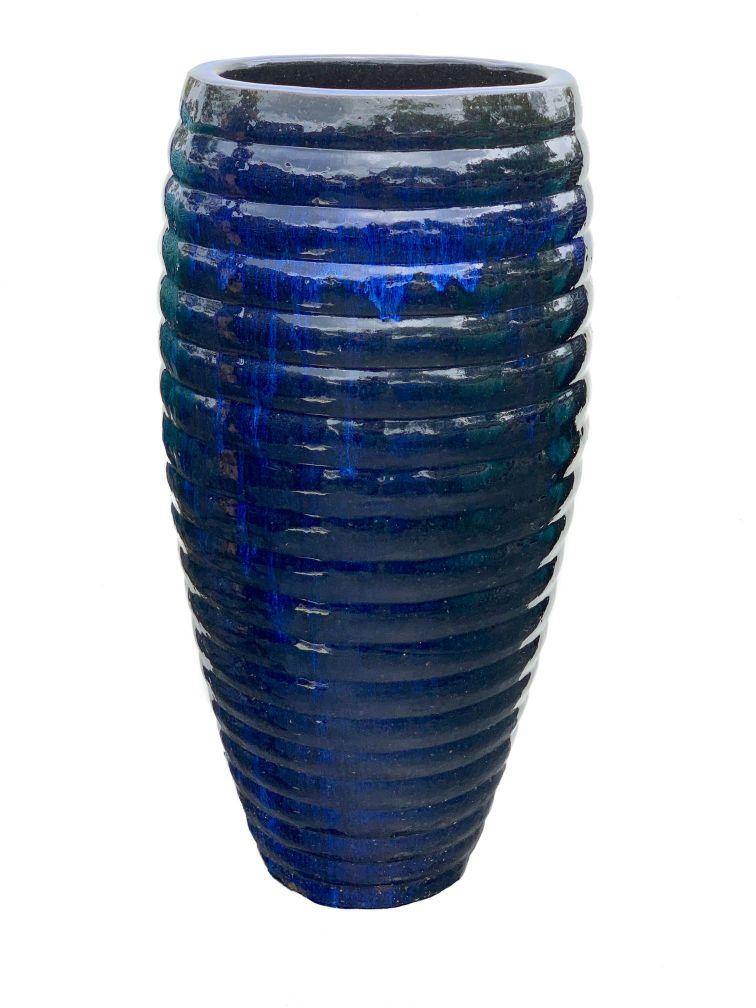 Cobalt Blue Honey Cone Ceramic Pot | Ten Thousand Pots