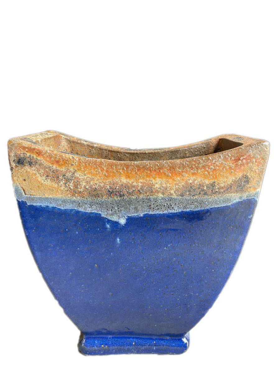 Angkor/Blue Ceramic Crescent Planter - Ten Thousand Pots