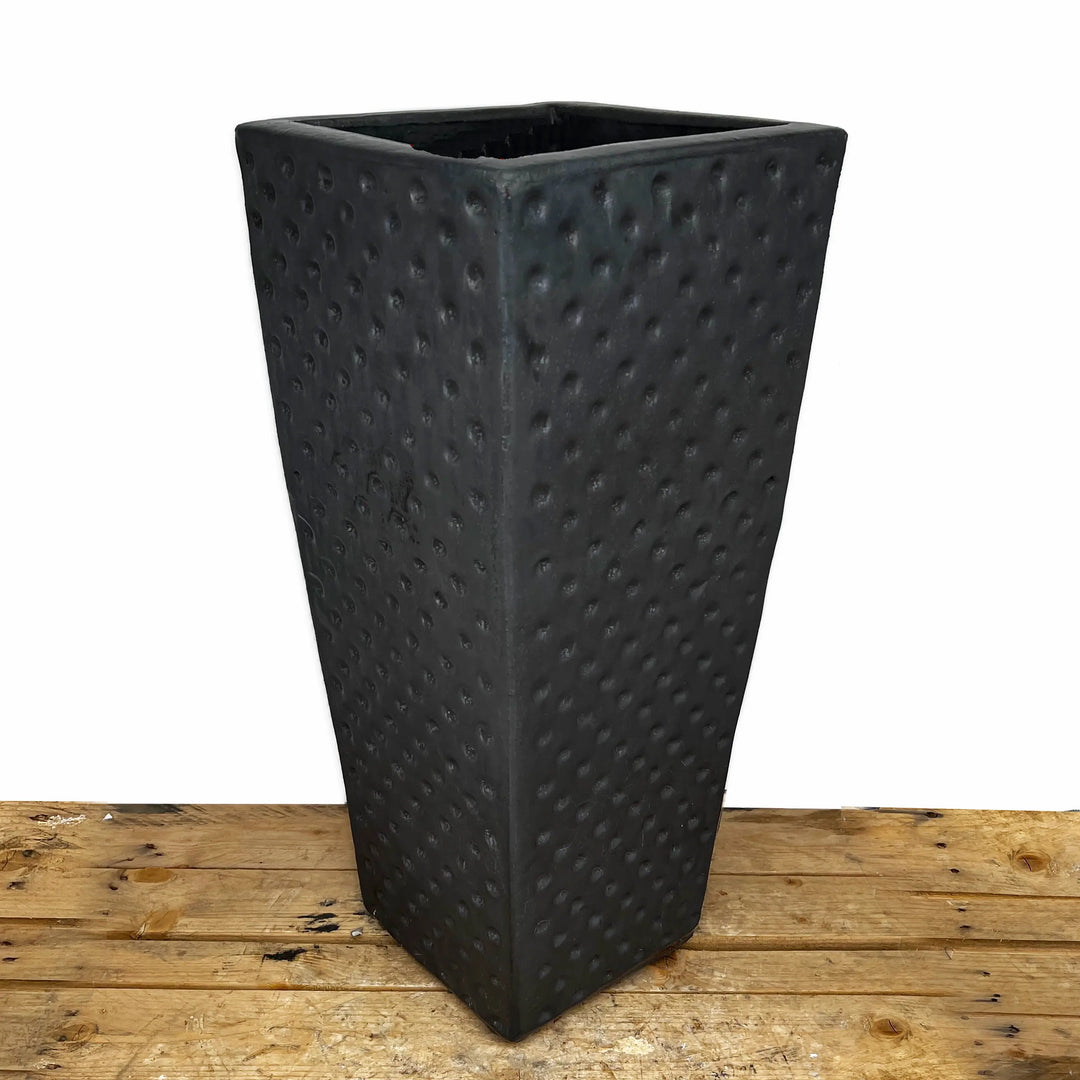 Matte Black Dimple Wedge Ceramic Planter