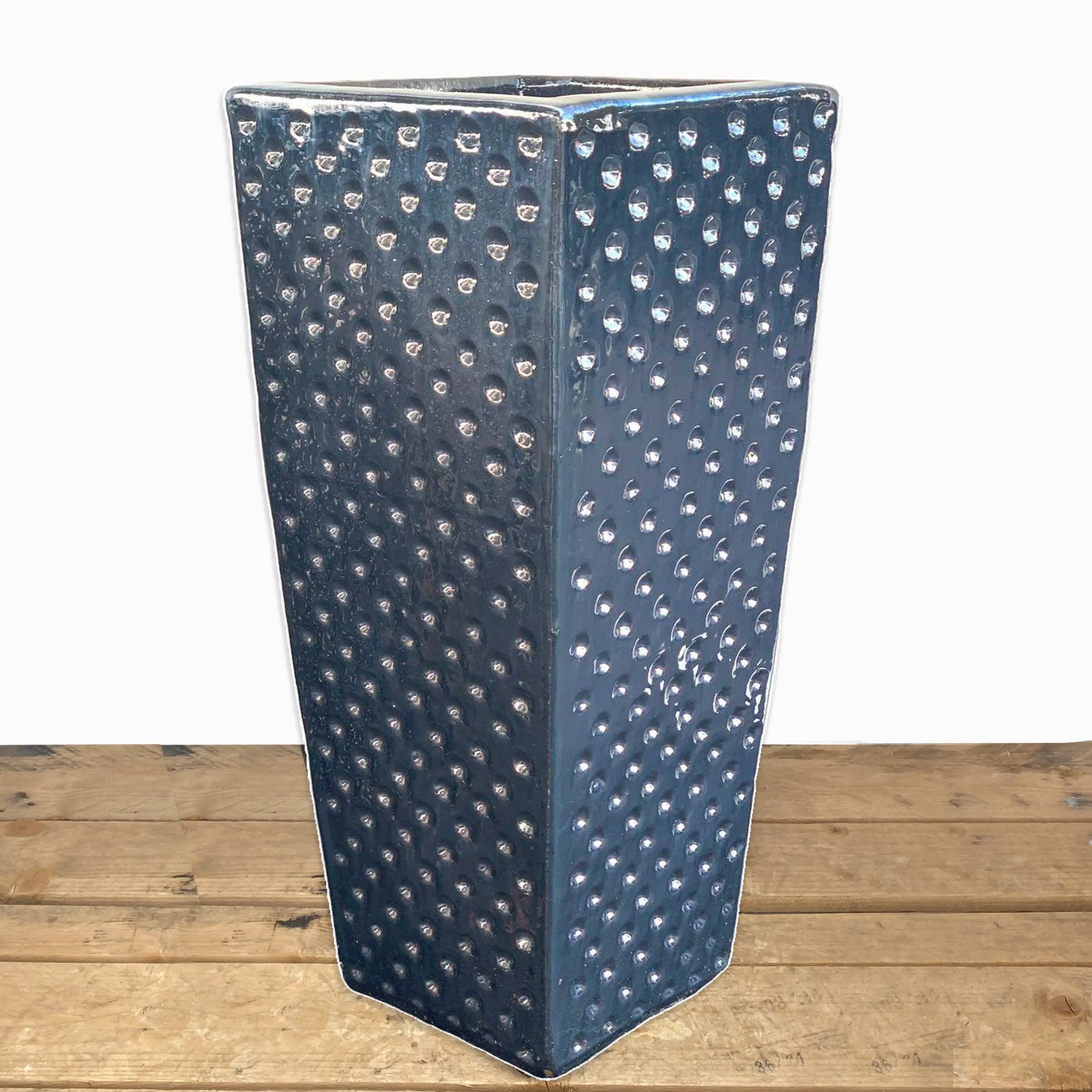 Mirror Black Dimple Square Ceramic Planter | 10K Pots – Ten Thousand Pots