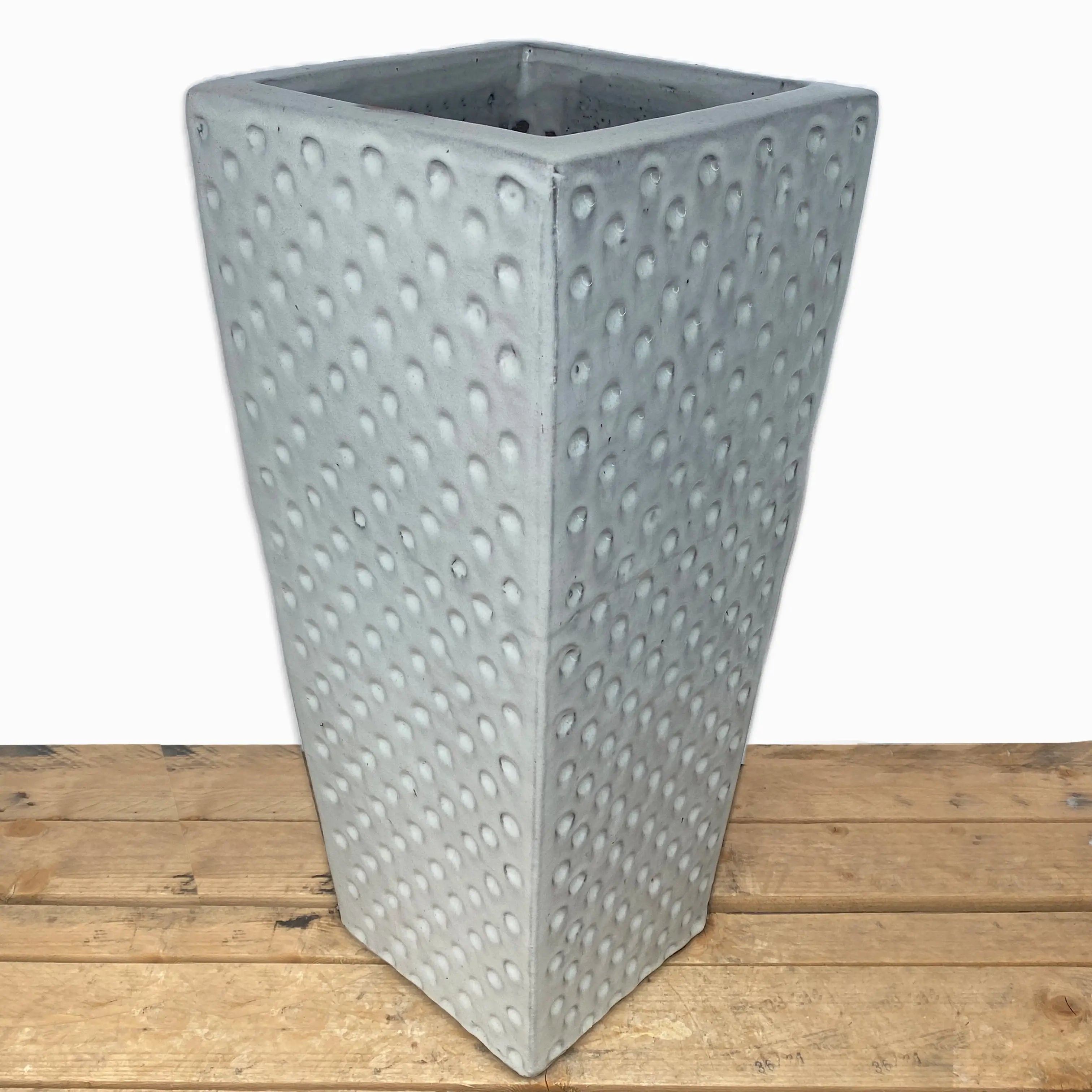 White Dimple Square Ceramic Planter | Ten Thousand Pots