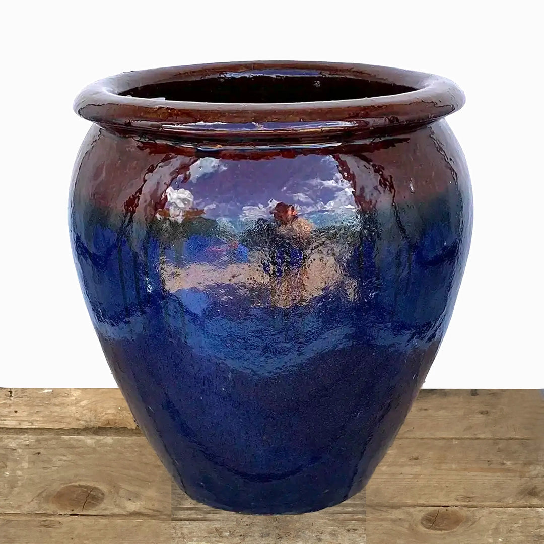 Brown/Blue Fish Bowl Planter