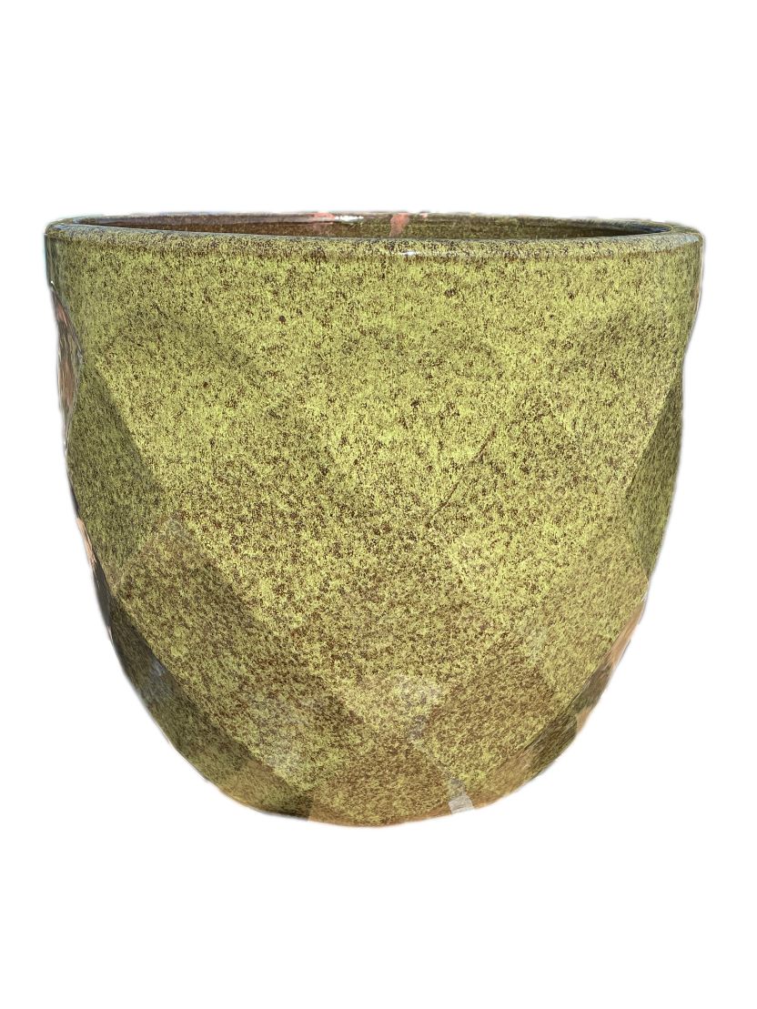 Fall Green Ceramic Geometric Planter | Ten Thousand Pots