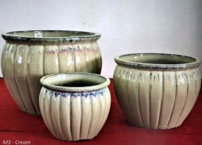 Flared Rim Striped Ceramic Pot | Ten Thousand Pots