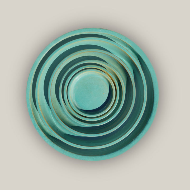 Turquoise Round Ceramic Saucer - FREE SHIPPING