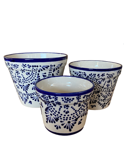 Multisize Blue Mandala Talavera Flower Pot | Ten Thousand Pots