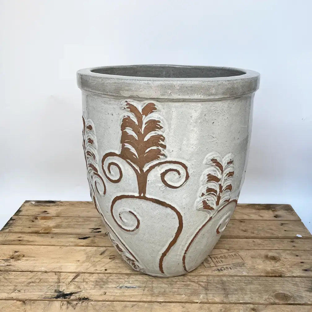 9248C16A - White Ceramic Flower Vines Planter