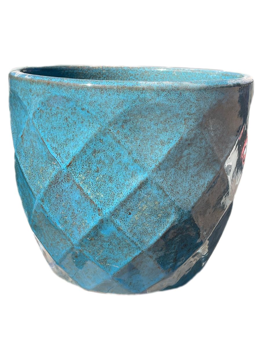 Iron Blue Ceramic Geometric Planter | Ten Thousand Pots