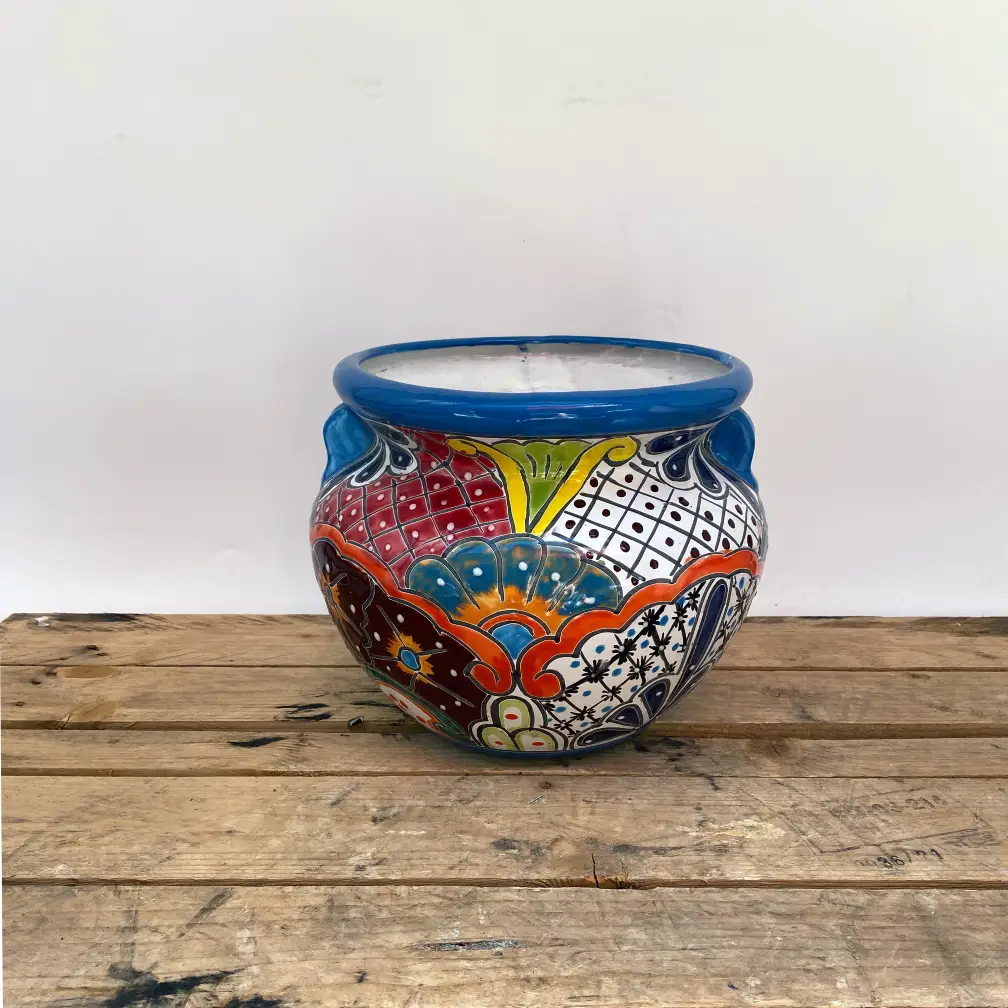 Multicolor Talavera Chata | Ten Thousand Pots - light blue 2