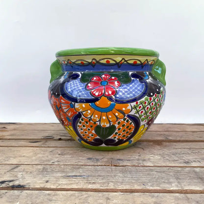 Multicolor Talavera Chata | Ten Thousand Pots - lime