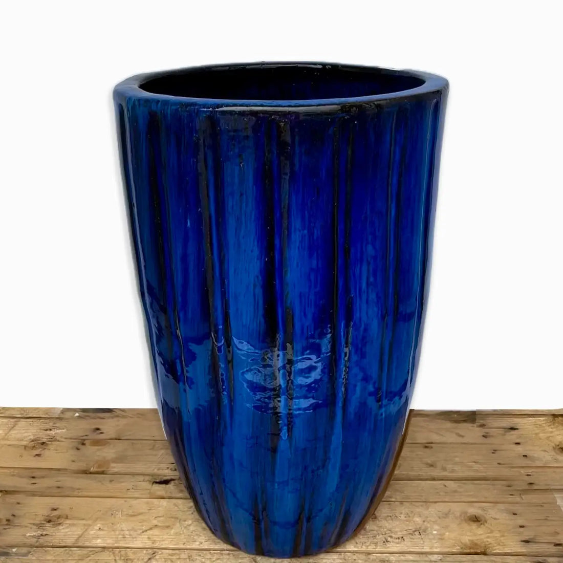 9875C1 - Cobalt Blue Line Cylinder Ceramic Pot