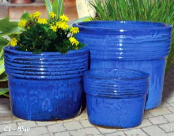 Multisize Lined Rim Ceramic Planter | Ten Thousand Pots