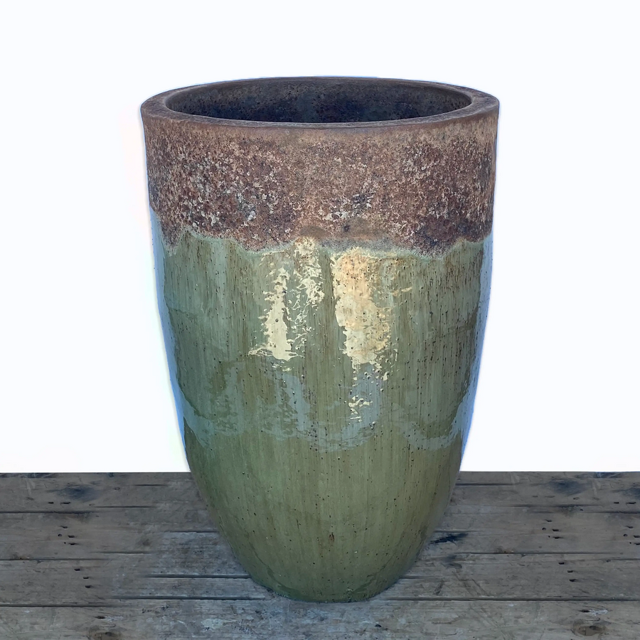 Angkor/Swamp Green Modern Tapered Cylinder Pot - Ten Thousand Pots