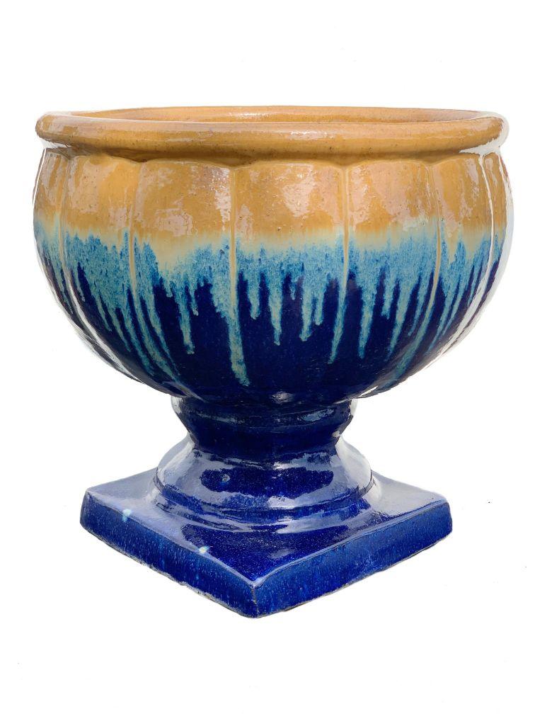 Honey/Blue Ceramic Olympia Urn