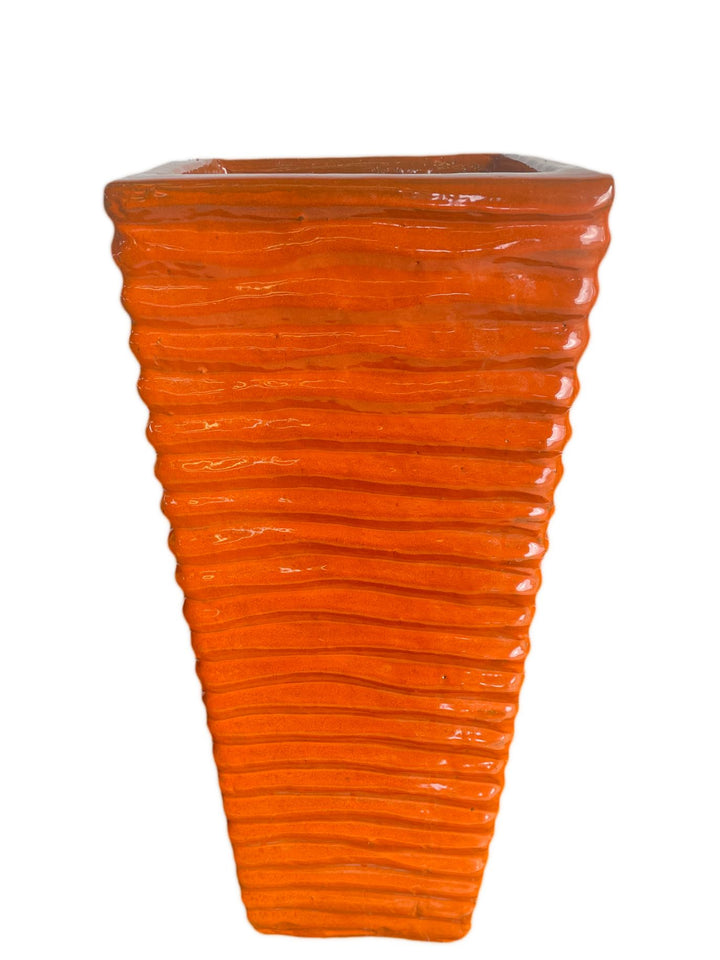 Pumpkin Spice Ceramic Ripple Square Planter | Ten Thousand Pots