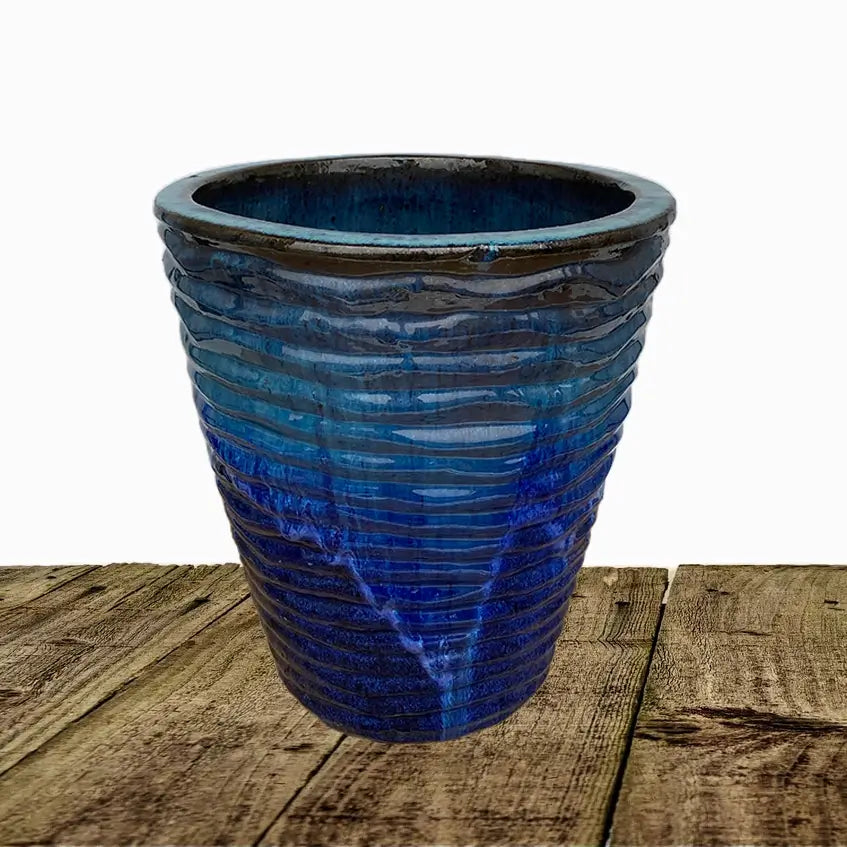 Marble Green/Blue Ripple Cone Pot