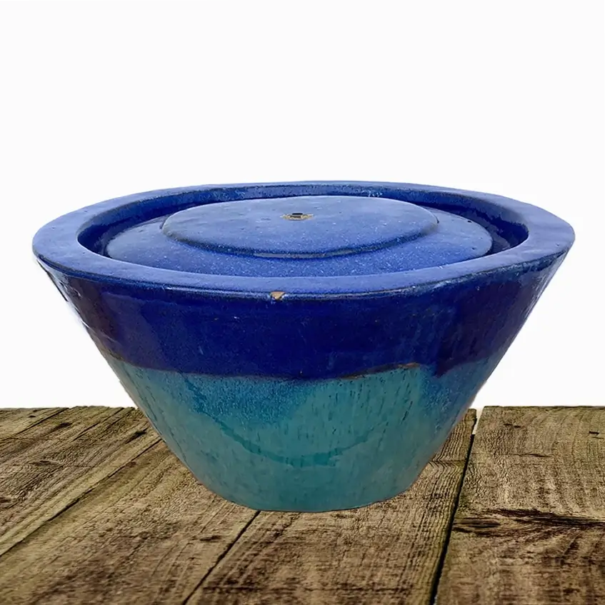 Blue/Marble Green Round Ceramic Cone Fountain