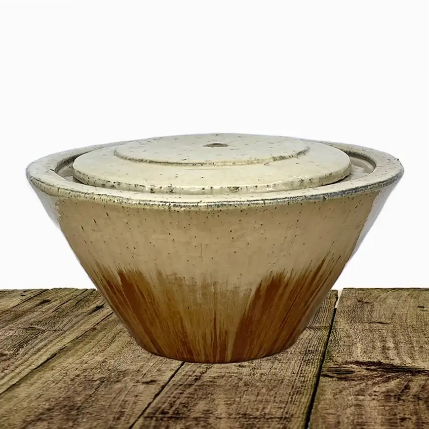 5266WFN44 - Cream/Copper Red Round Ceramic Cone Fountain