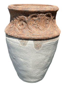 Angkor/White Scroll Rim Ceramic Fountain