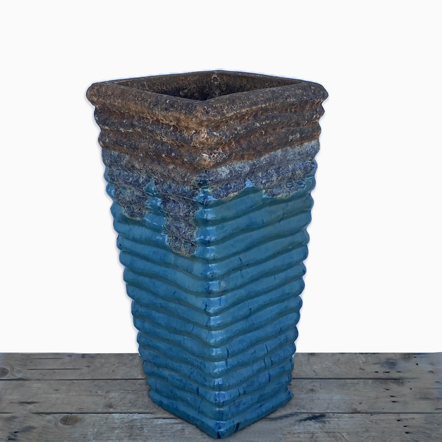 Angkor/Marble Green Ripple Wedge Planter - Ten Thousand Pots