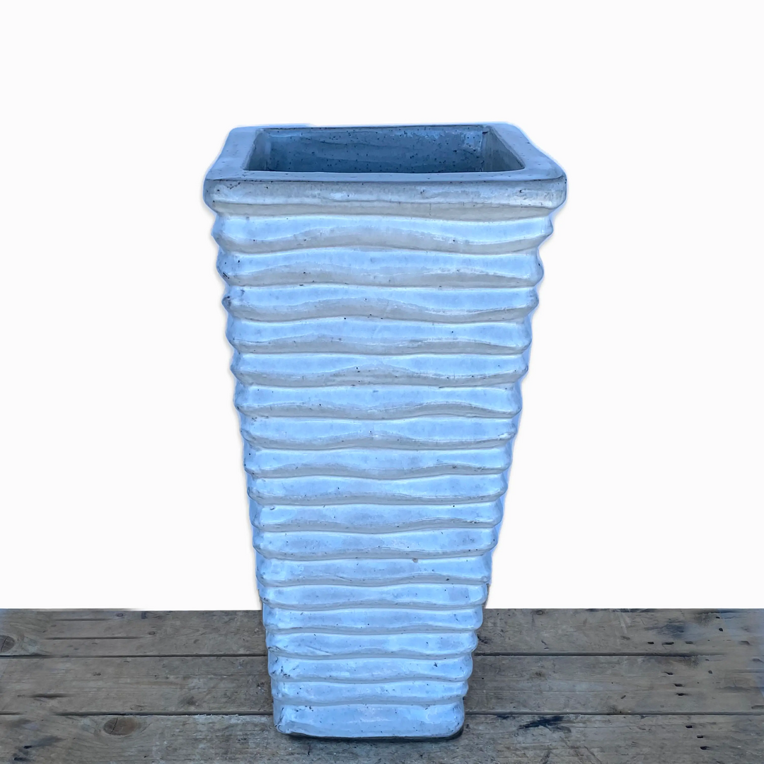 White Ripple Wedge Planter