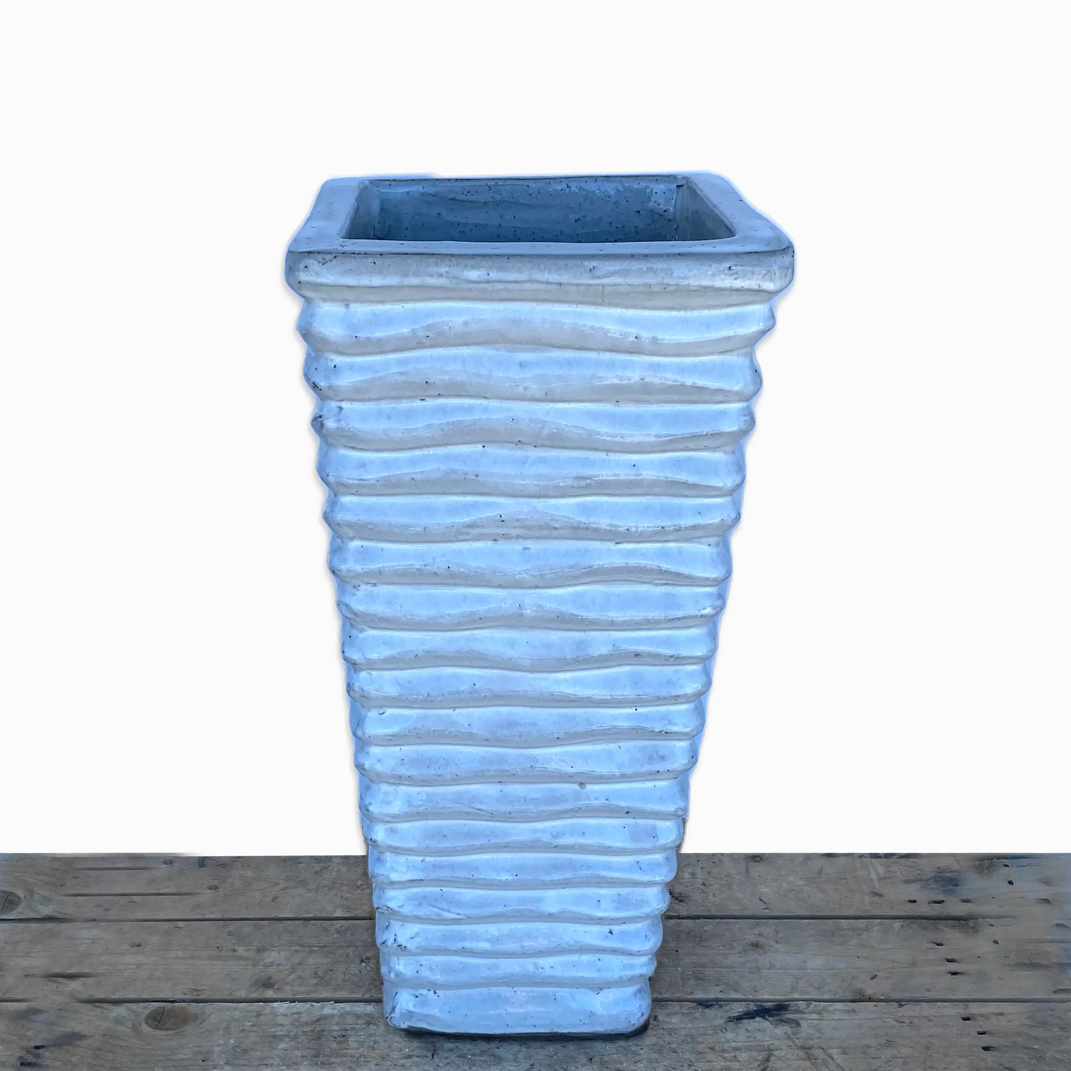 8096N12 - White Ripple Wedge Planter