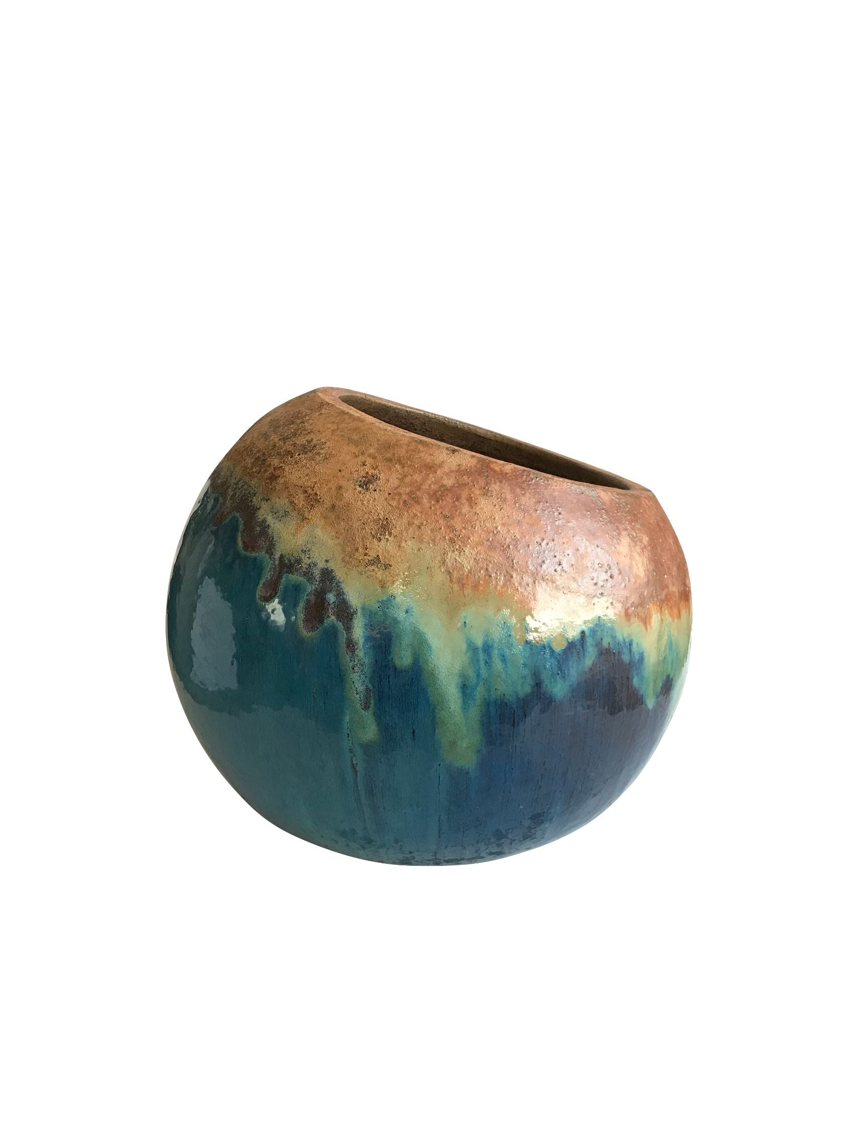 Angkor/Marble Green Sliced Sphere Pot - Ten Thousand Pots