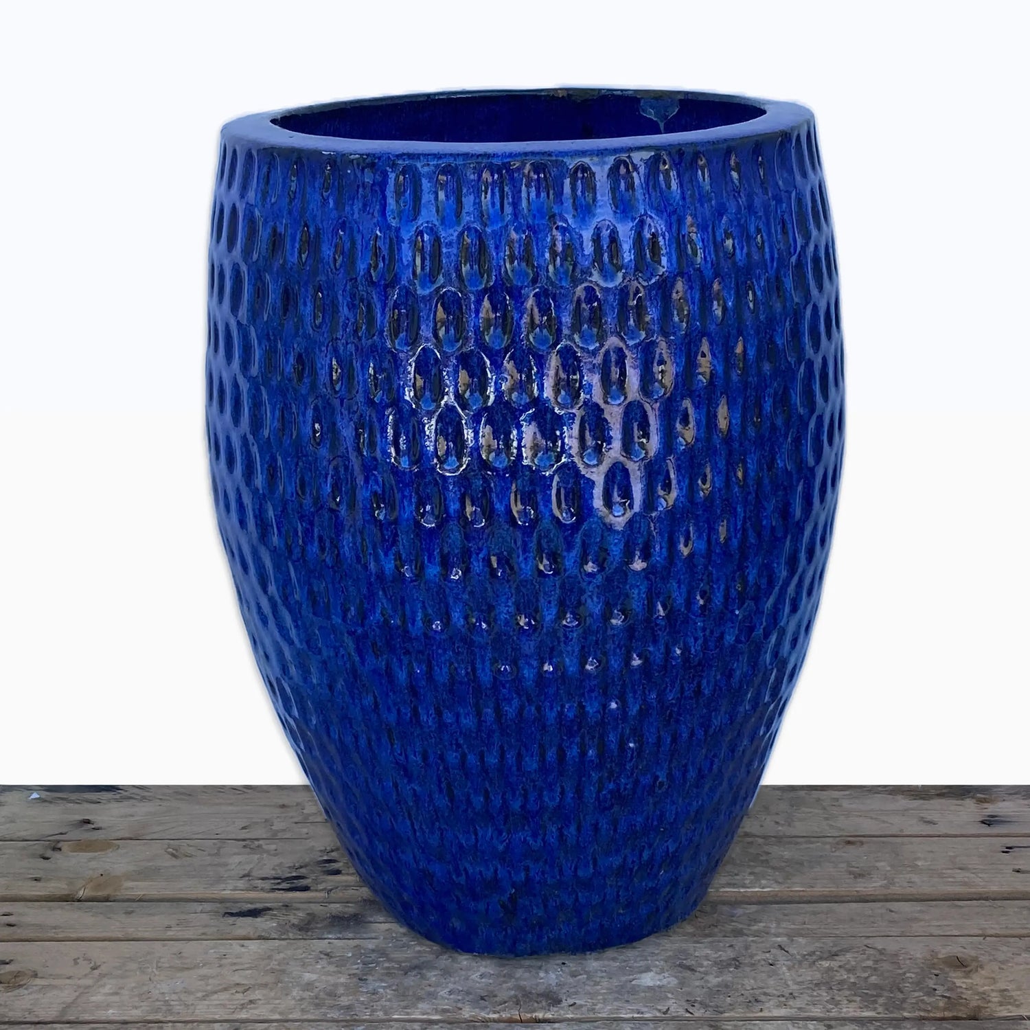 8569N8FS - Blue Slim Waffle Ceramic Planter - FREE SHIPPING