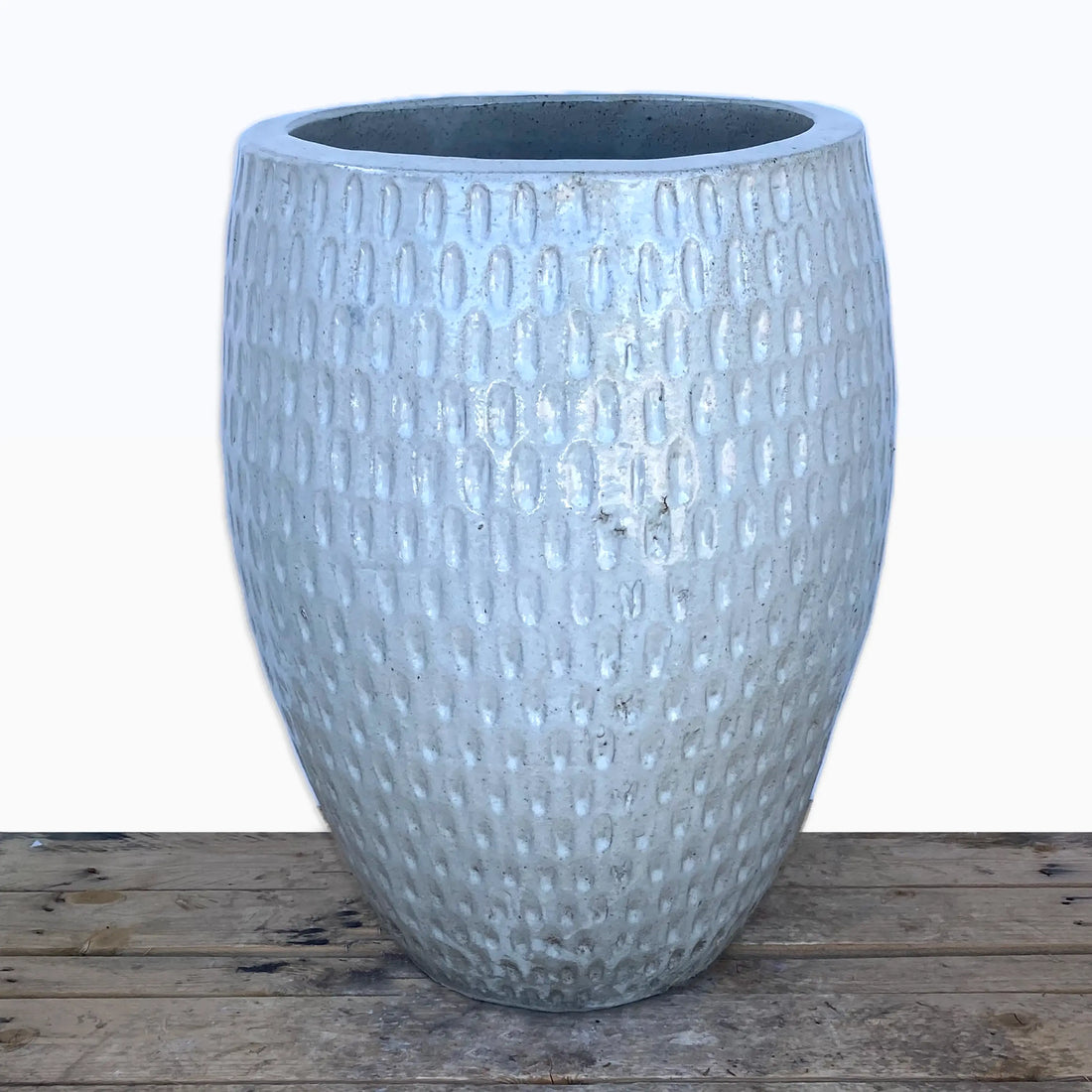 8569N12FS - White Slim Waffle Ceramic Planter - FREE SHIPPING