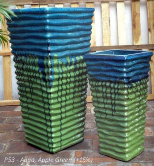 Multisize Ceramic Ripple Square Planter | Ten Thousand Pots