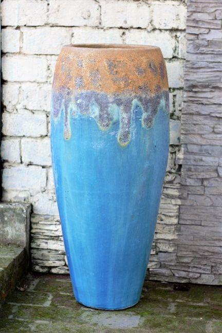 Angkor/Marble Green Tall Slim Round Planter - Ten Thousand Pots