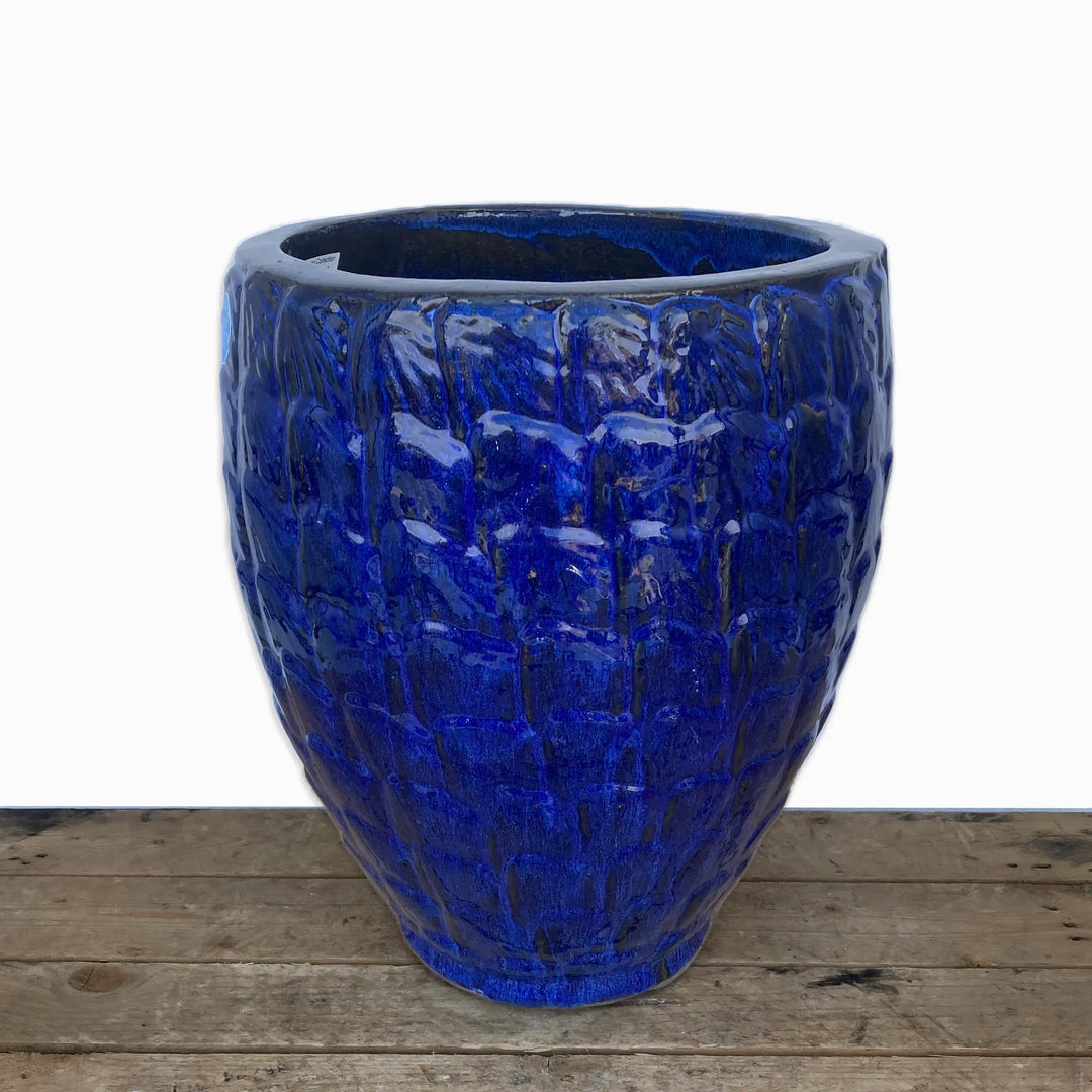 Blue Tapered Round Seashell Planter